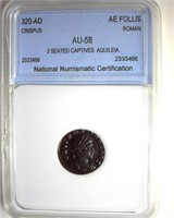 320 AD Crispus NNC AU58 AE Follis