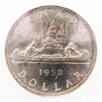 Canada 1952 Silver Dollar WL MS64 ICCS