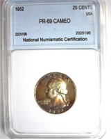 1952 Quarter NNC PR69 CAM Nice Toning