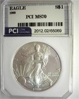 1999 Silver Eagle MS70 LISTS $1600