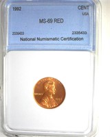 1992 Cent MS69 RD LISTS $1800