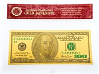 Golden Notes - USA 24 Kt. Gold Foil USA $100.00 in