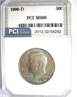 1990-D Kennedy MS68 LISTS $4000