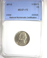 1971-D Nickel MS67+ FS LISTS $450 IN 67FS