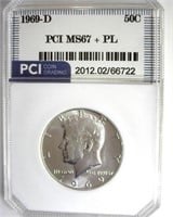 1969-D Kennedy MS67+ PL LISTS $6250 IN 67+