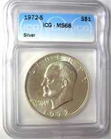 1972-S Silver Ike ICG MS68 LISTS $150