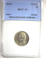 1978-D Nickel MS67+ FS LISTS $2150 IN 67FS