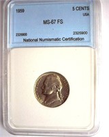 1959 Nickel MS67 FS LISTS FOR $4750