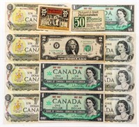 Lot - Mixed USA - Canada Bank Notes