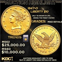***Auction Highlight*** 1847-o Gold Liberty Eagle