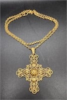 Large Cross with 13" chain Marked Trifari