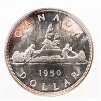 Canada 1950 Silver Dollar SWL MS64 ICCS