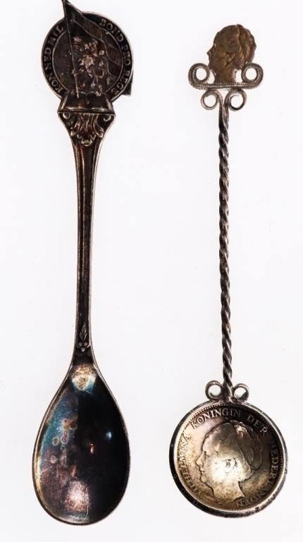 Lot 2 Sterling Silver Coin Spoons
