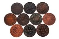 Lot 10 - Canada Large One Cent Coins - 1800's - 19