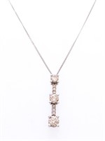 Estate 10kt White Gold Fancy Diamond Pendant & Cha