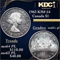 1963 Canada Dollar KM# 54 $1 Grades Select Unc+ PL