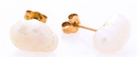 Estate 14kt Yellow Gold FW Pearl Stud Earrings