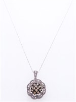 Estate 10kt White Gold Vintage Diamond Necklace .6