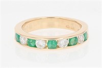 .75bCt Emerald Diamond Band Ring 14 Kt