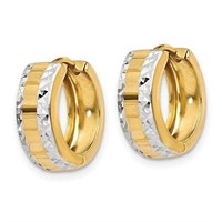 14 Kt Yellow Gold Diamond Cut Huggie Earrings