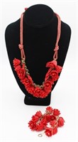 VINTAGE CELLULOID NECKLACE AND BRACELET SET