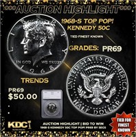 Proof 1968-s Kennedy Half Dollar TOP POP! 50c Grad