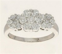 2.20 Ct  Diamond Cluster Band Ring 14 Kt