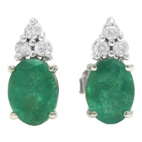 2.20 CT Emerald Diamond Earrings 14 Kt