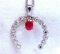 14 Kt Ruby Diamond Horseshoe Necklace