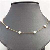 14 Kt Freshwater Pearl Station Necklace