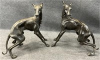 Pair Life Size Bronze Greyhound Statues