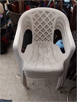 4 White Plastic Patio Chairs