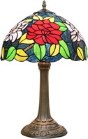Tiffany Style Red Rose Stained Glass Table Lamp