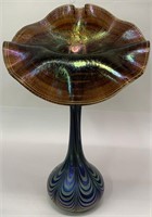 Art Glass Iridescent Jack In The Pulpit Vase