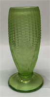 Northwood Green Iridescent Glass Corn Design Vase