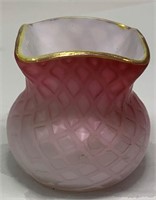 Pink Satin Diamond Optic Cased Glass Vase