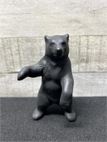 Hand Made Signed Bear Sculpture Leather Wrapped &