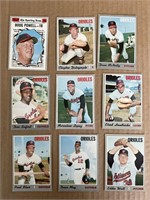 Collection of (9) 1970 Topps Baltimore Orioles