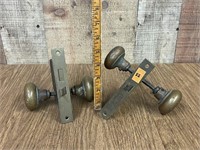 Antique Door Knob Sets w/Plate and Lock (2)