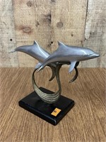 Vintage Double Dolphin Statue