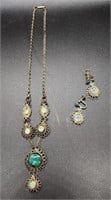 Vintage India Glass Bead Necklace and Earrings