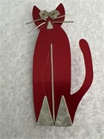 Metal Sculptured Cat Pin