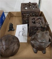 CAST IRON CANDLE HOLDERS AND FIGURINES