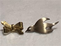 Vintage Dove and Bow Brooches/Pins