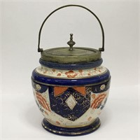 Polychrome Decorated Biscuit Jar