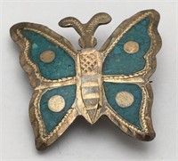Sterling Silver Mexico Turquoise Butterfly Broach
