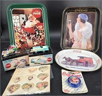 3 Vintage Coca Cola Trays, 2 Vintage Coke Pedal