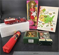 Vtg Coca Cola Santa Firetruck, CoKe Party Barbie