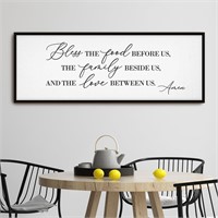 Bless the Food Wall Canvas- 42X15 (Black)