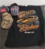 ASSORTED HATS, SNAP ON, T SHIRT